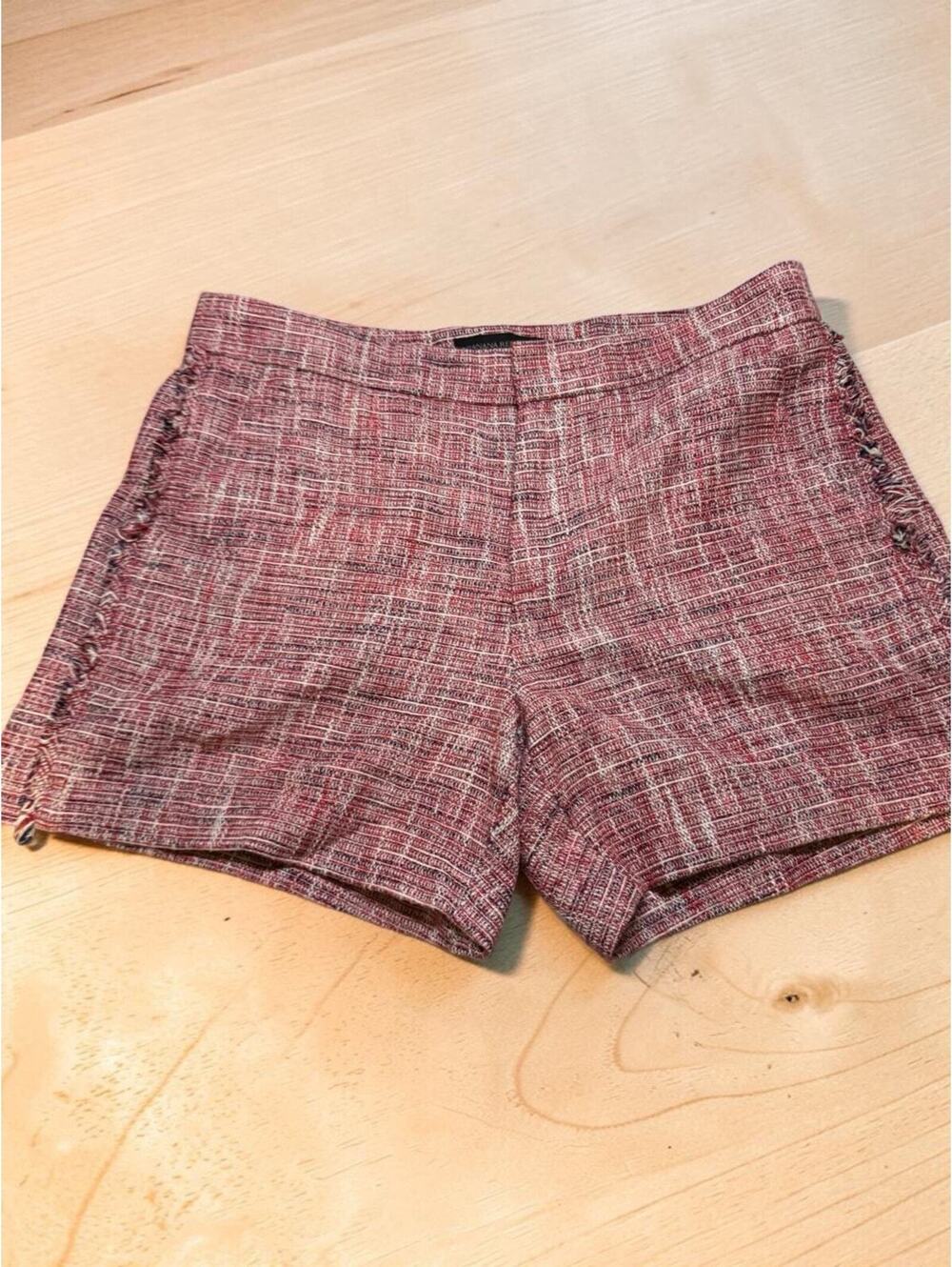 Banana Republic Tweed Shorts Size 4 Red White Blue Fringe